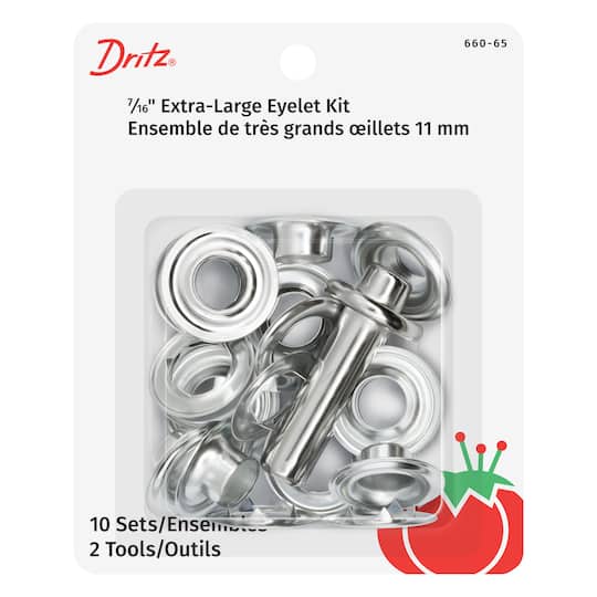 Dritz; Dritz® Extra-Large Nickel Eyelet Kit with Tool, 7/16''; Category:Grommets, Eyelets, & Rivets; Image:1